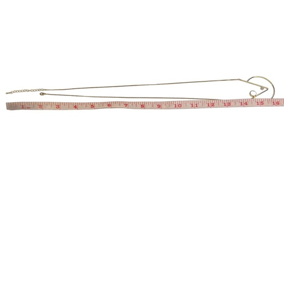 Gold Tone Geometric V Open Circle Long Chain Necklace - Picture 7 of 9